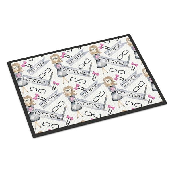 Carolines Treasures Watercolor Girl Boss Get it Girl Indoor or Outdoor Mat, 18 x 27 in. BB7542MAT - main